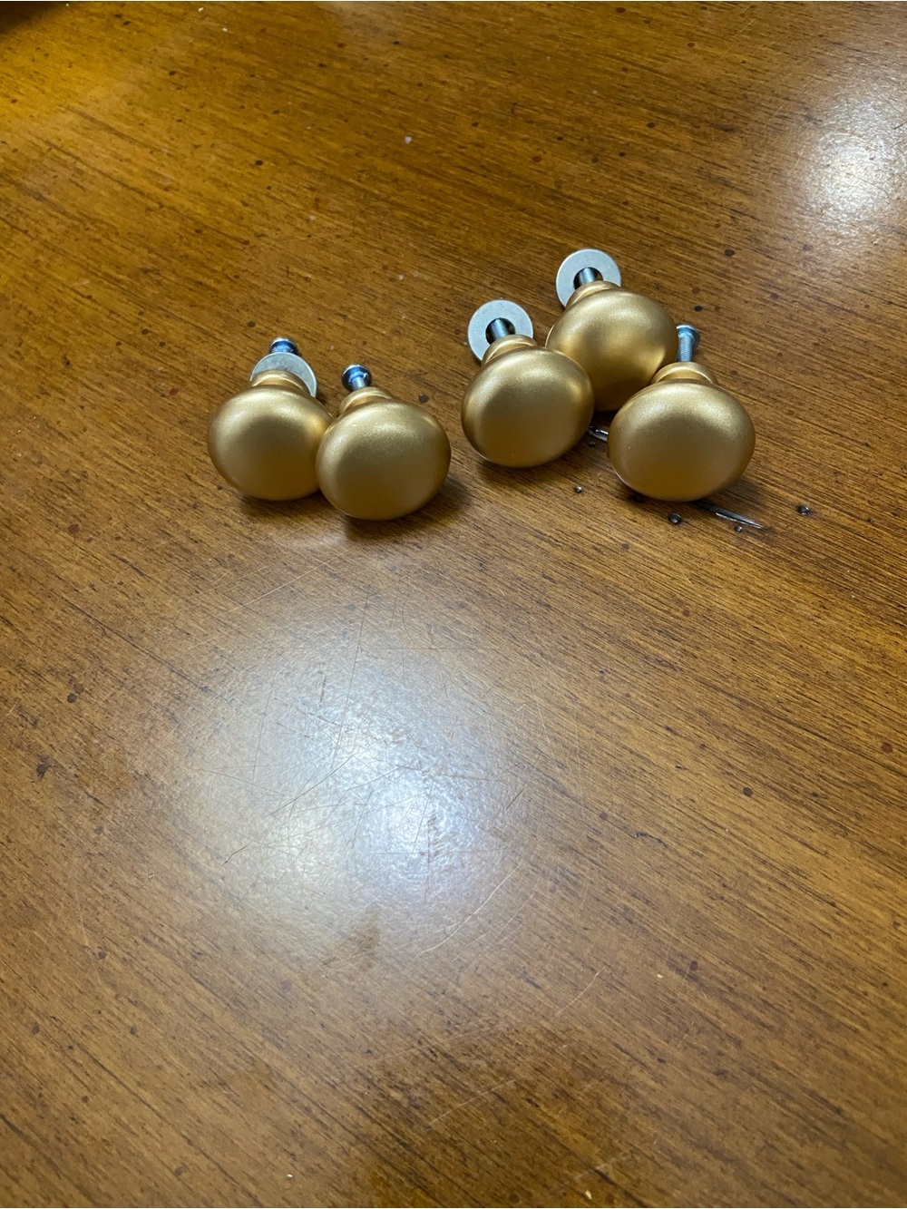 Gold Round Cabinet Knobs - Set of 5